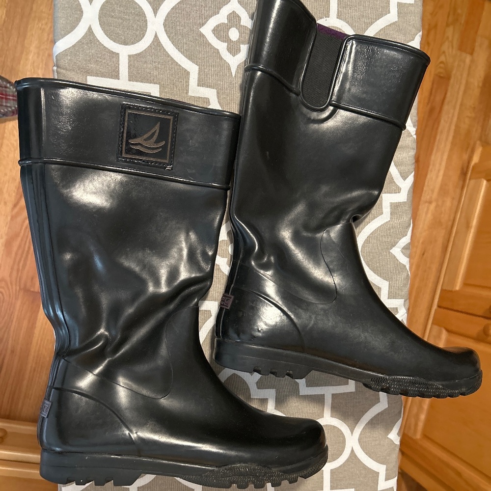 Sperry Top Sider Black Rain Boots